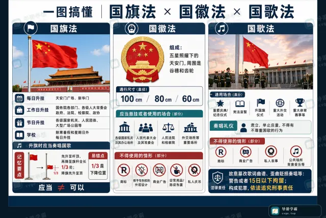 国家象征三法：国旗升挂、国徽使用与国歌礼仪禁区