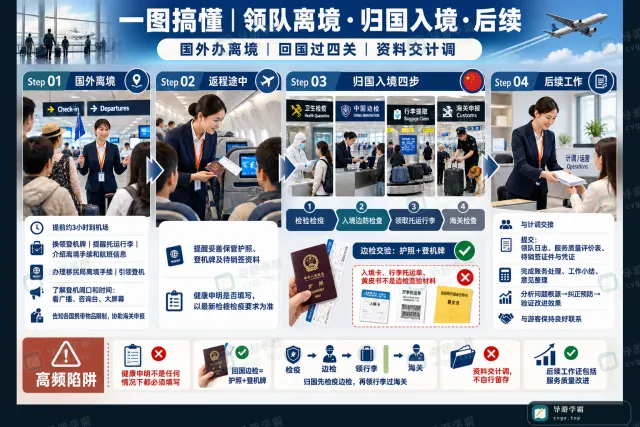 领队离境、归国入境与后续：四关与资料交接